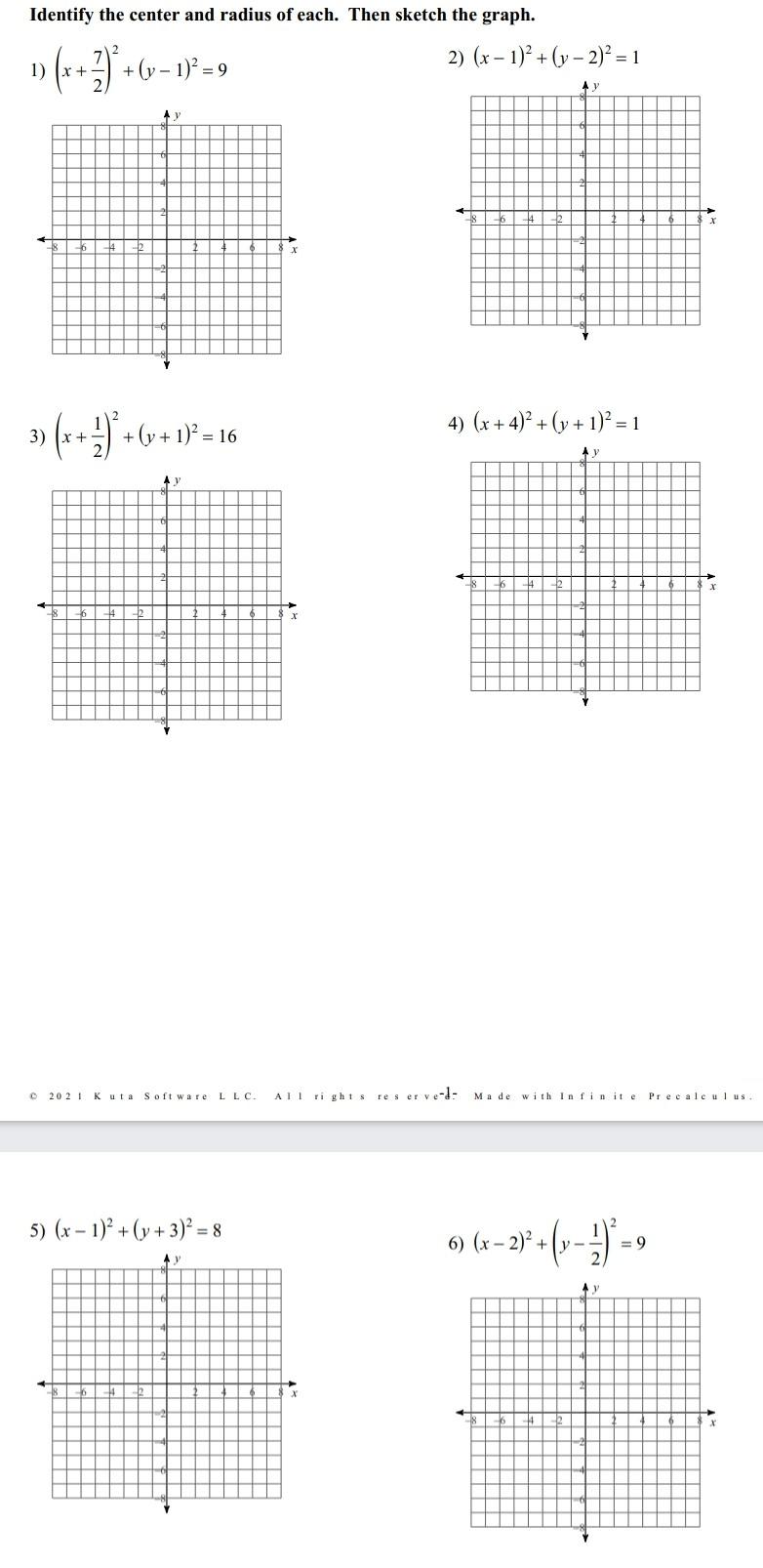 Identify The Center And Radius Of Each Then Sketch Chegg Com