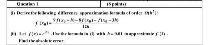 Solved Question 1 (8 points) (0) Derive the following | Chegg.com