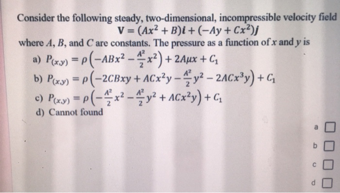 Solved Consider The Following Steady, Two-dimensional, | Chegg.com