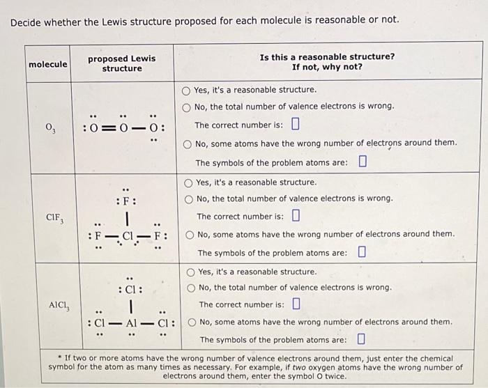 Solved Decide Whether The Lewis Structure Proposed For Each 