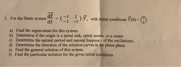 Solved 3 For The Linear System Ax 1 2 7 With Initia Chegg Com