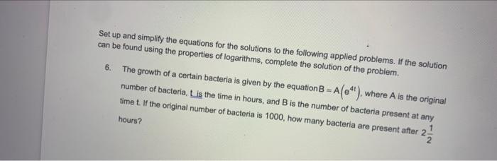 Solved Set Up And Simplify The Equations For The Solutions | Chegg.com