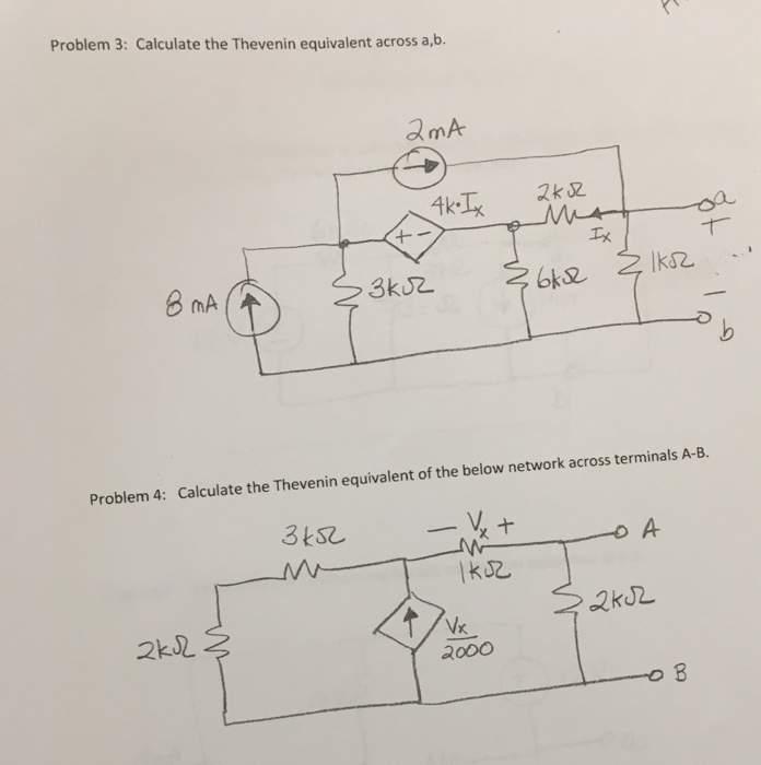 Solved Problem 3: Calculate the Thevenin equivalent across | Chegg.com