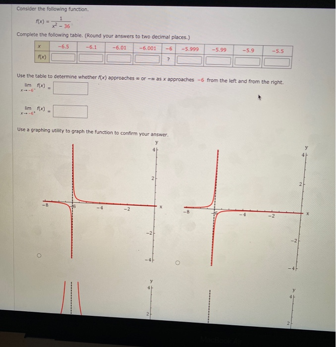 Solved Consider the following function. 1 f(x) = x2 - 36 | Chegg.com