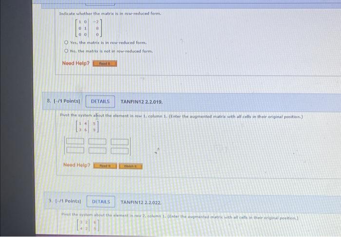 Solved Indicate whether the matrix is in row-reduced form. | Chegg.com
