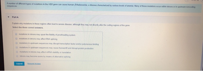 Solved A number of different types of mutations in the | Chegg.com