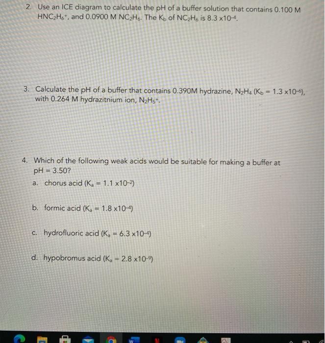 Solved 2. Use an ICE diagram to calculate the pH of a buffer | Chegg.com