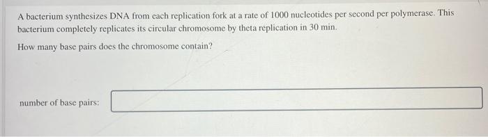Solved A bacterium synthesizes DNA from each replication | Chegg.com 