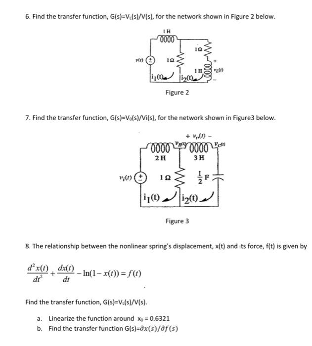 Solved 6. Find the transfer function, G( s)=VL(s)/V(s), for | Chegg.com ...