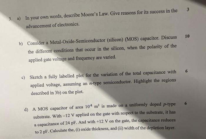 3. A) In Your Own Words, Describe Moore's Law. Give | Chegg.com