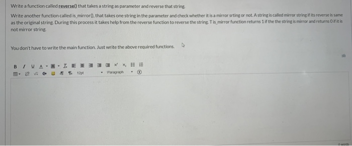 Solved Write a function called reverse that takes a string | Chegg.com