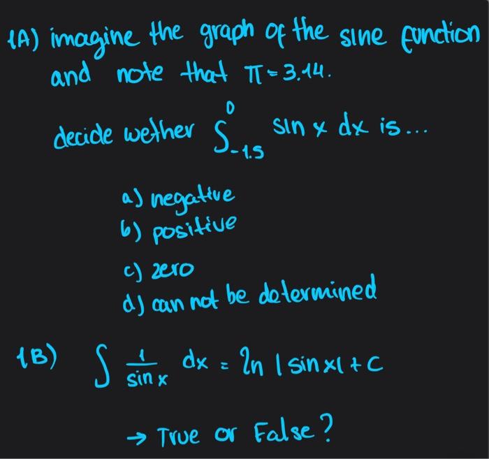 Solved (A) imagine the graph of the sine function and note | Chegg.com