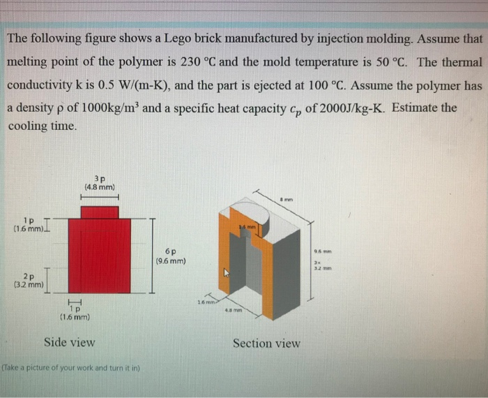 The following figure shows a Lego brick manufactured | Chegg.com