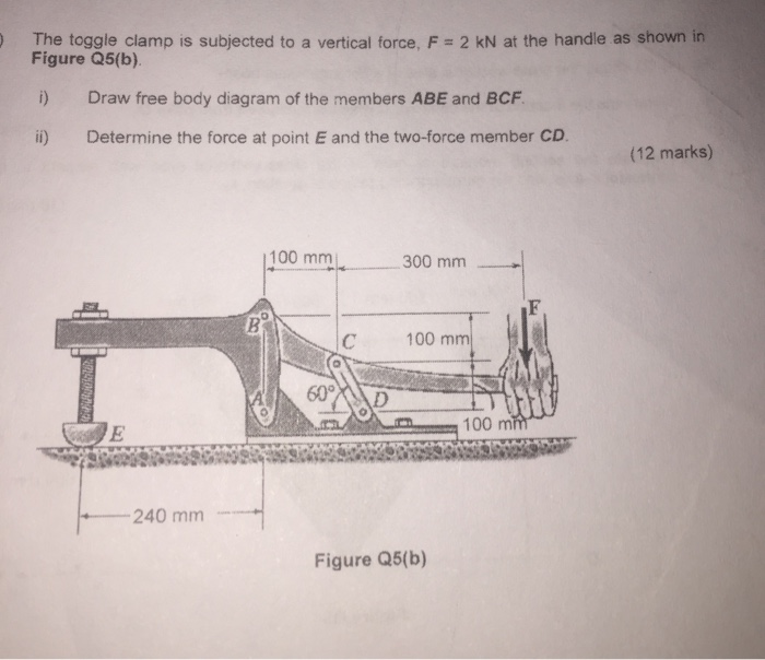 Solved The toggle clamp is subjected to a vertical force, F