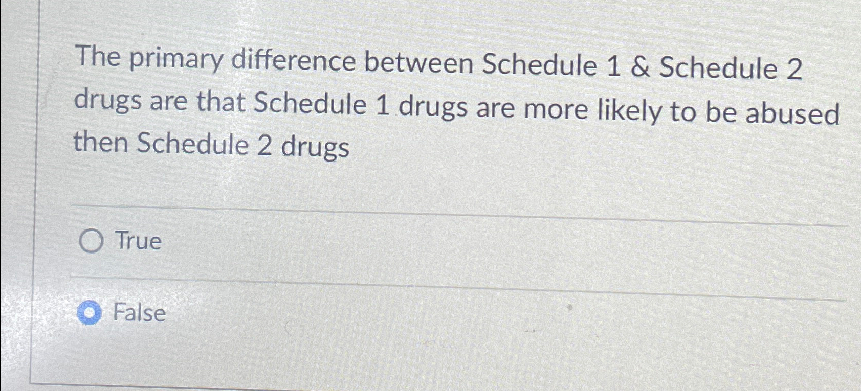 what is the primary difference between schedule 1 and schedule 2 drugs