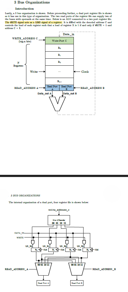 Dual Ported Register File Solved ExplainIntroductionLastly, a 3 bus cognaization is | Chegg.com