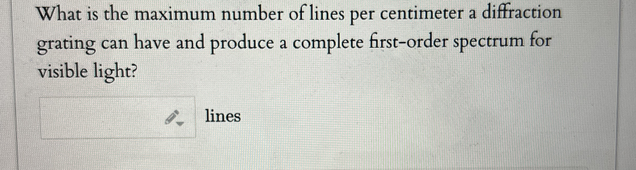 Solved What is the maximum number of lines per centimeter a | Chegg.com