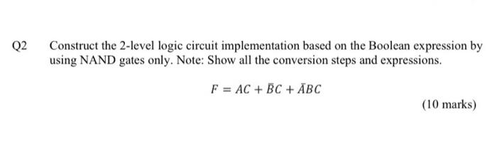 Solved Q2 Construct the 2-level logic circuit implementation | Chegg.com