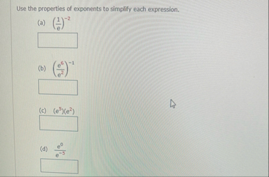 Solved Use the properties of exponents to simplify each | Chegg.com
