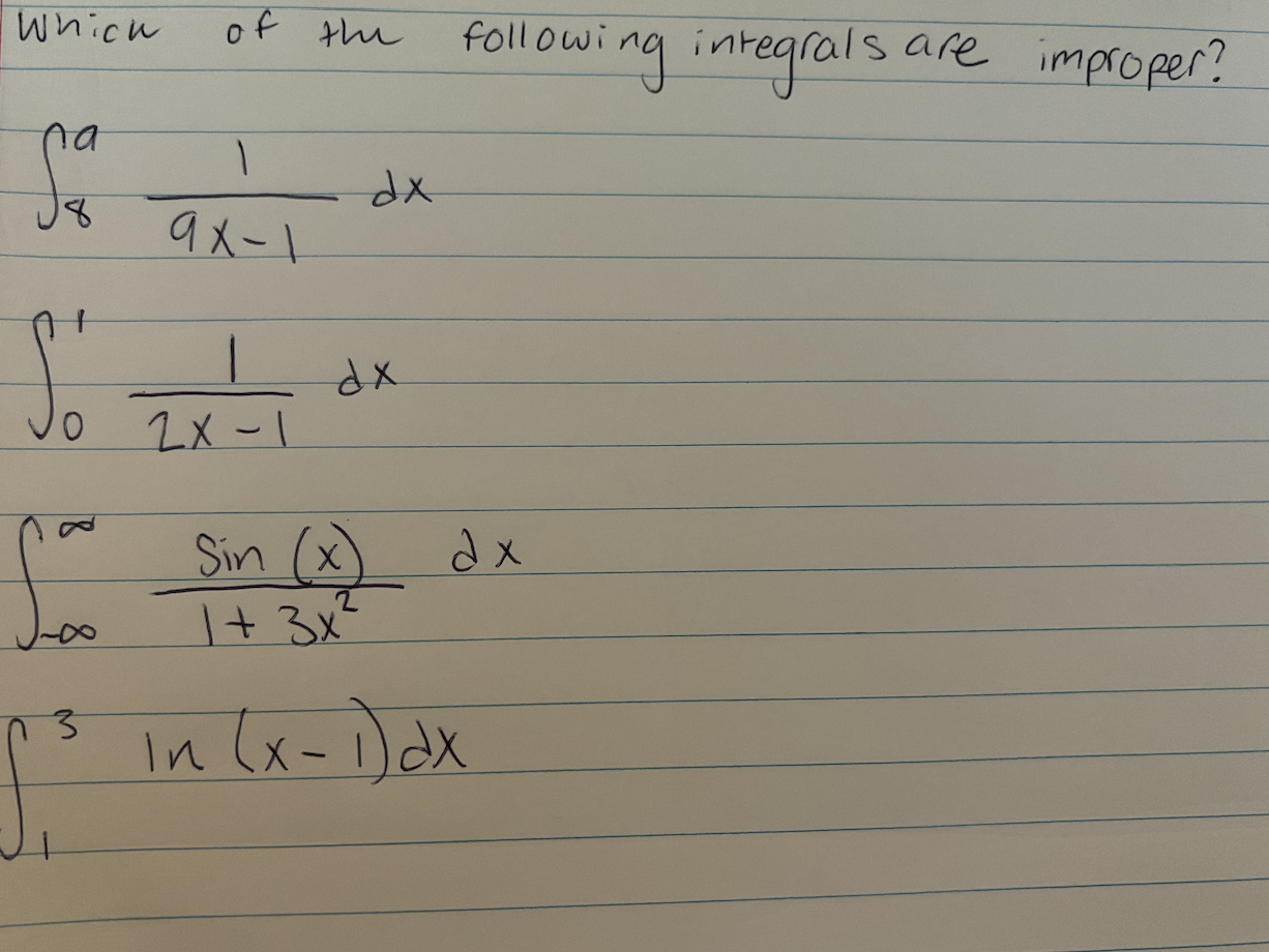 Solved Which of the following integrals are | Chegg.com