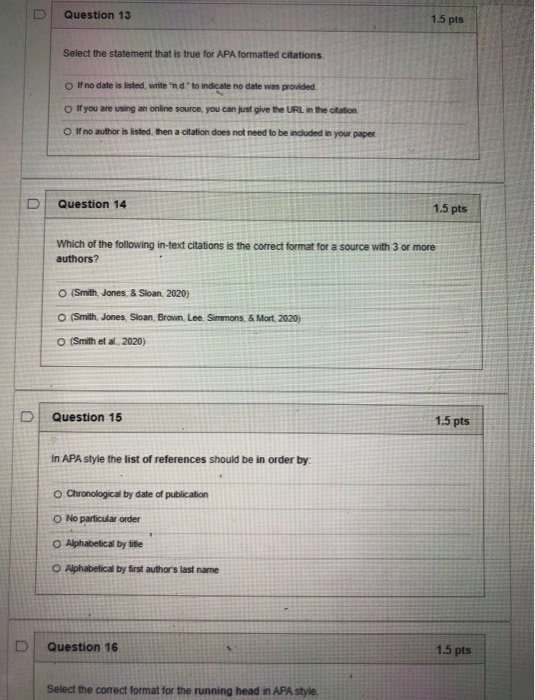Solved Question 13 1 5 Pts Select The Statement That Is True Chegg