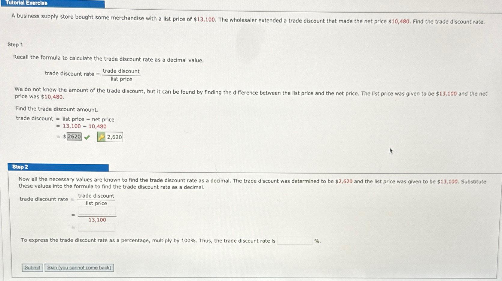 Solved Tutorial ExerclseStep 1Recall the formula to | Chegg.com