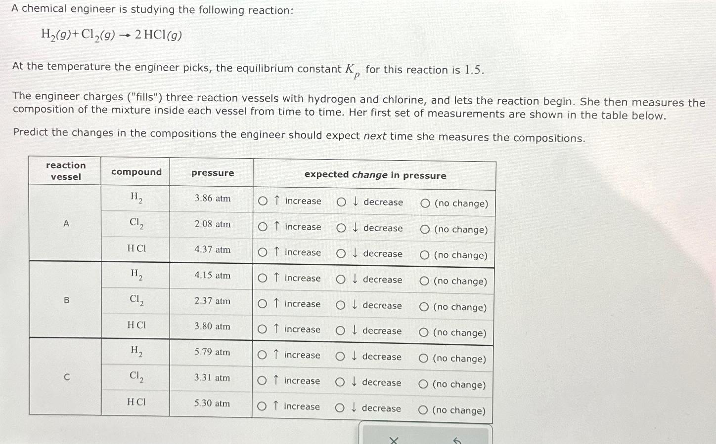 Solved A chemical engineer is studying the following | Chegg.com