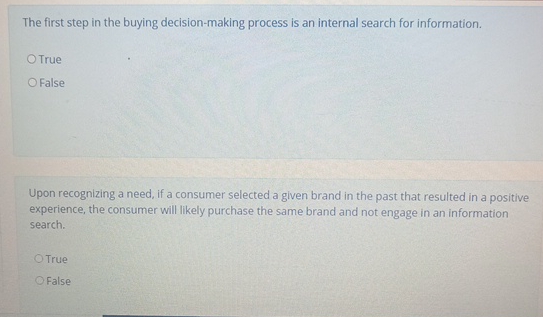 Solved The first step in the buying decision-making process | Chegg.com