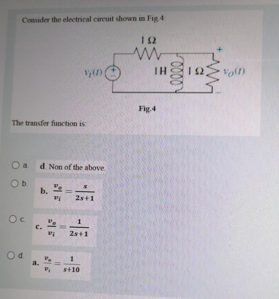 Solved Consider the electrical circuit shown in Fig.4: 122 | Chegg.com