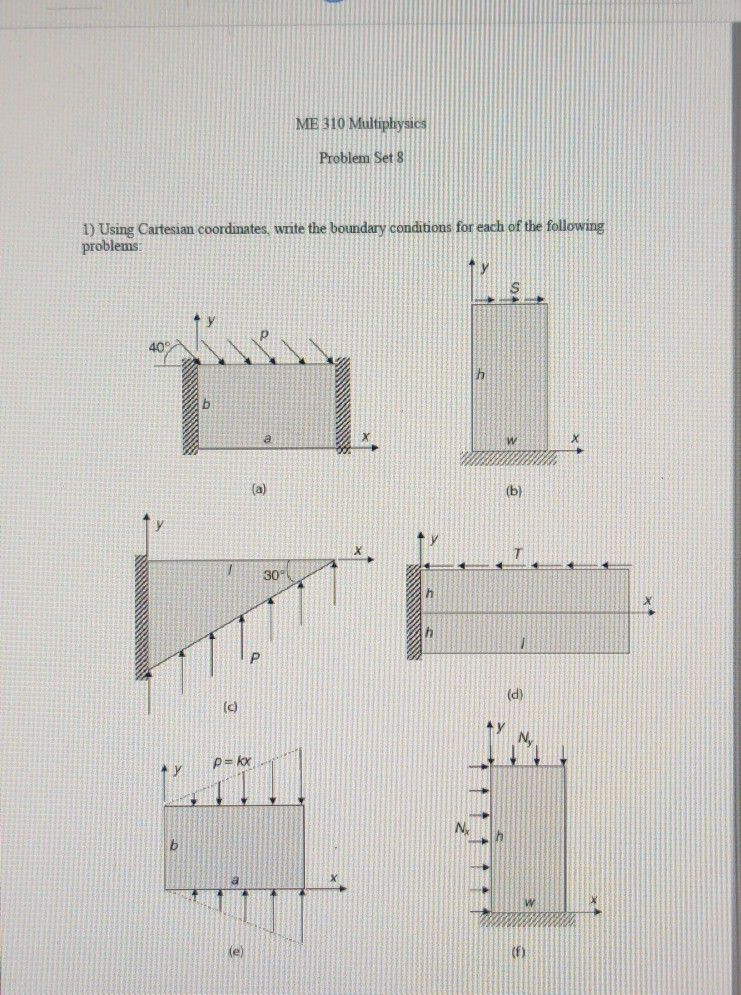 Solved ME 310 Multiphysics Problem Set 8 1) Using Cartesian | Chegg.com