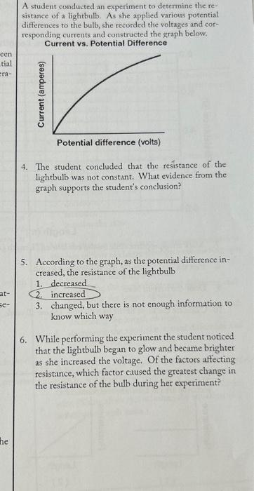 Solved A student conducted an experiment to determine the | Chegg.com