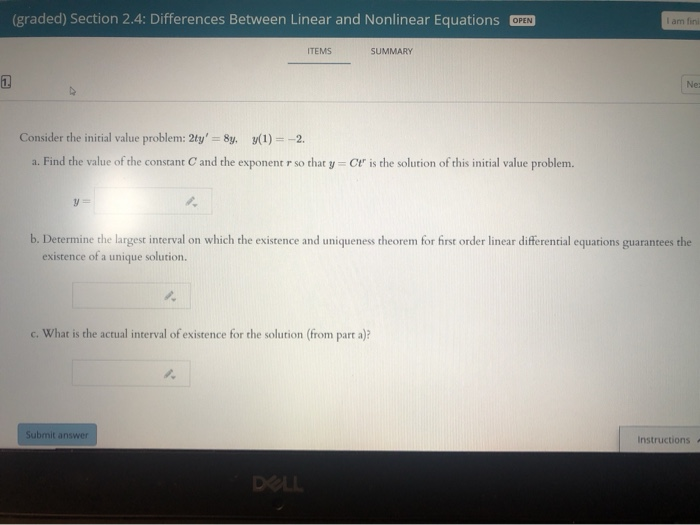 Solved (graded) Section 2.4: Differences Between Linear and | Chegg.com