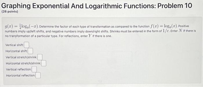 Solved Graphing Exponential And Logarithmic Functions: | Chegg.com