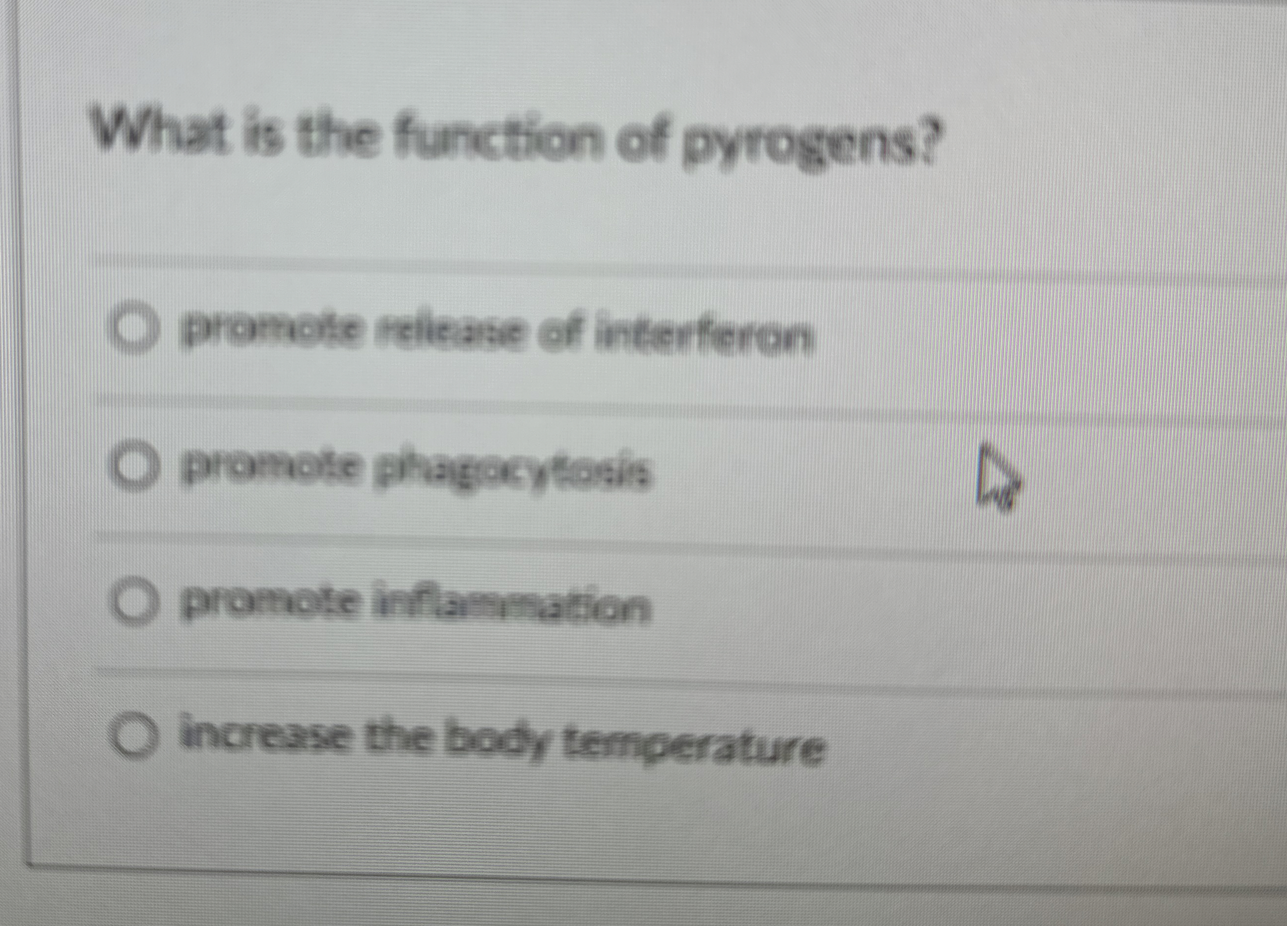 Solved What is the function of pyrogens?promote reliease of | Chegg.com