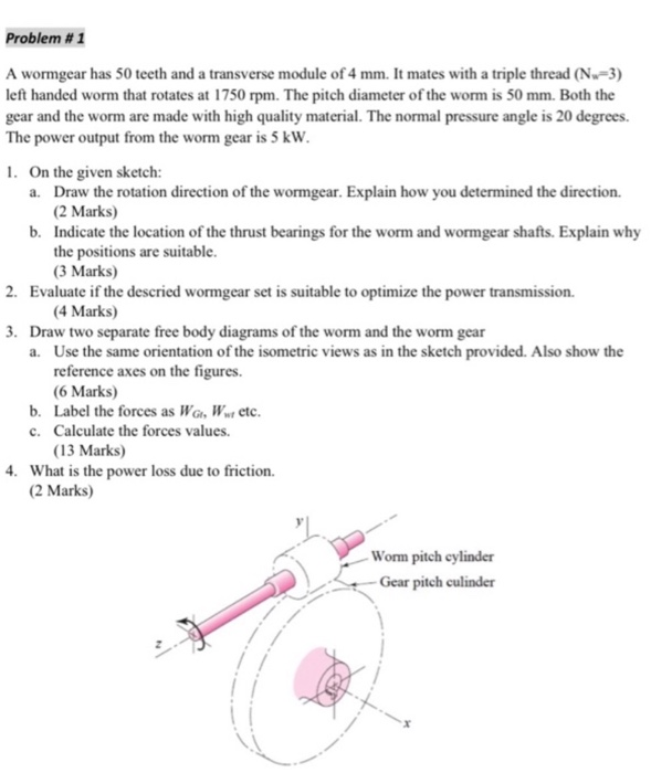 Solved Problem 1 A wormgear has 50 teeth and a transverse