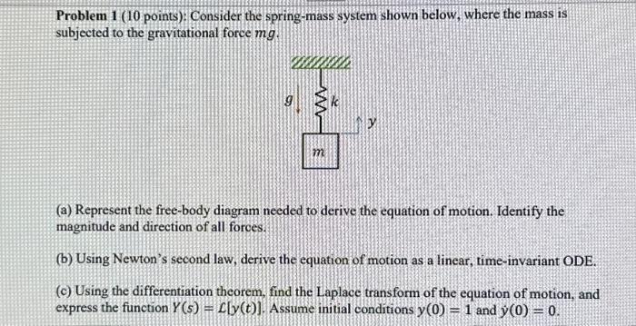 Solved Problem 1 (10 points): Consider the spring-mass | Chegg.com
