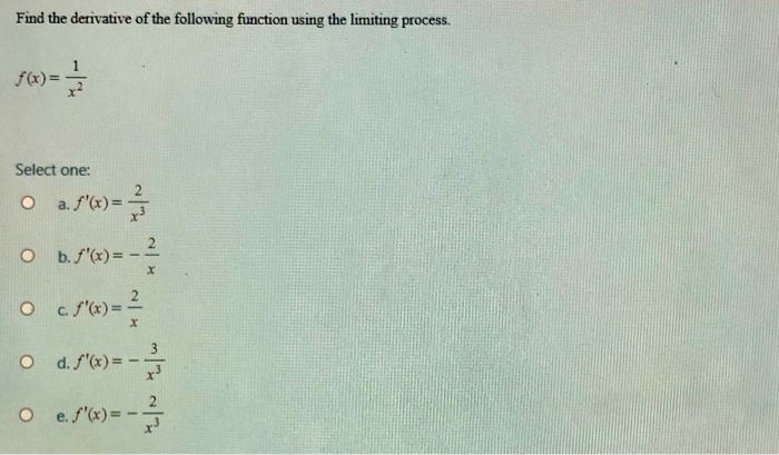Solved Find the derivative of the following function using | Chegg.com