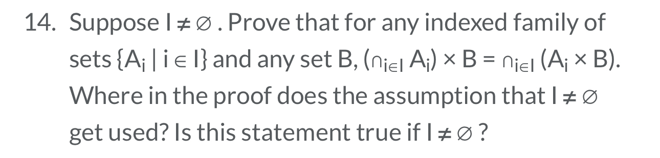 Solved Suppose I≠O?. ﻿Prove That For Any Indexed Family Of | Chegg.com