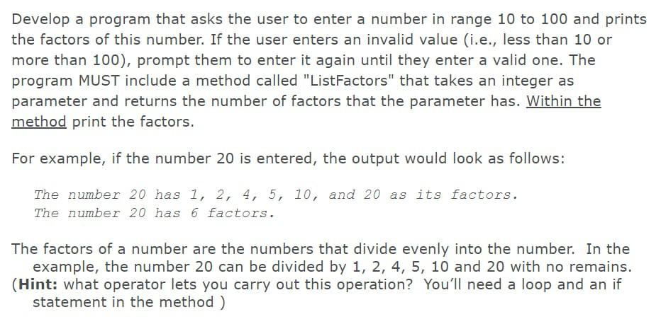 Solved Develop a program that asks the user to enter a | Chegg.com