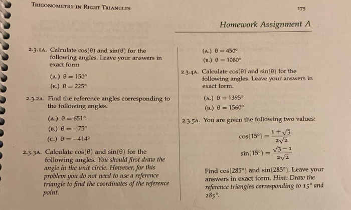 Solved TRIGONOMETRY IN RIGHT TRIANGLES 175 Homework | Chegg.com