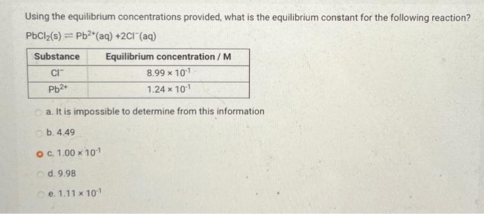 Solved Using The Equilibrium Concentrations Provided, What | Chegg.com