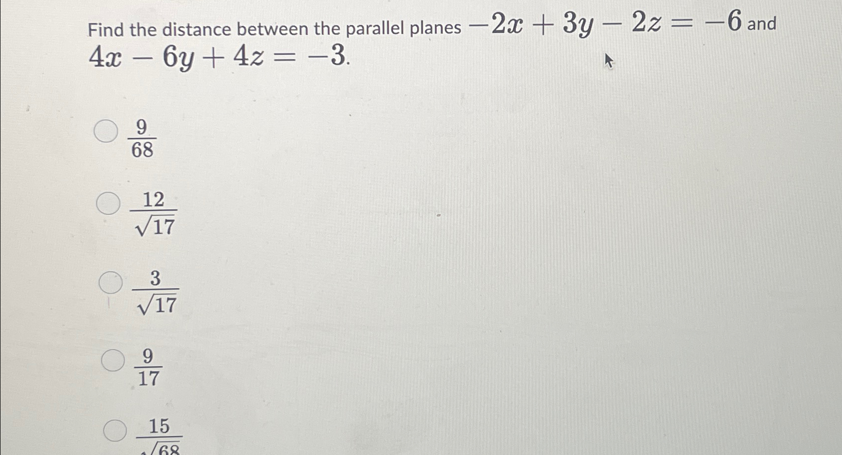 Solved Find the distance between the parallel planes | Chegg.com