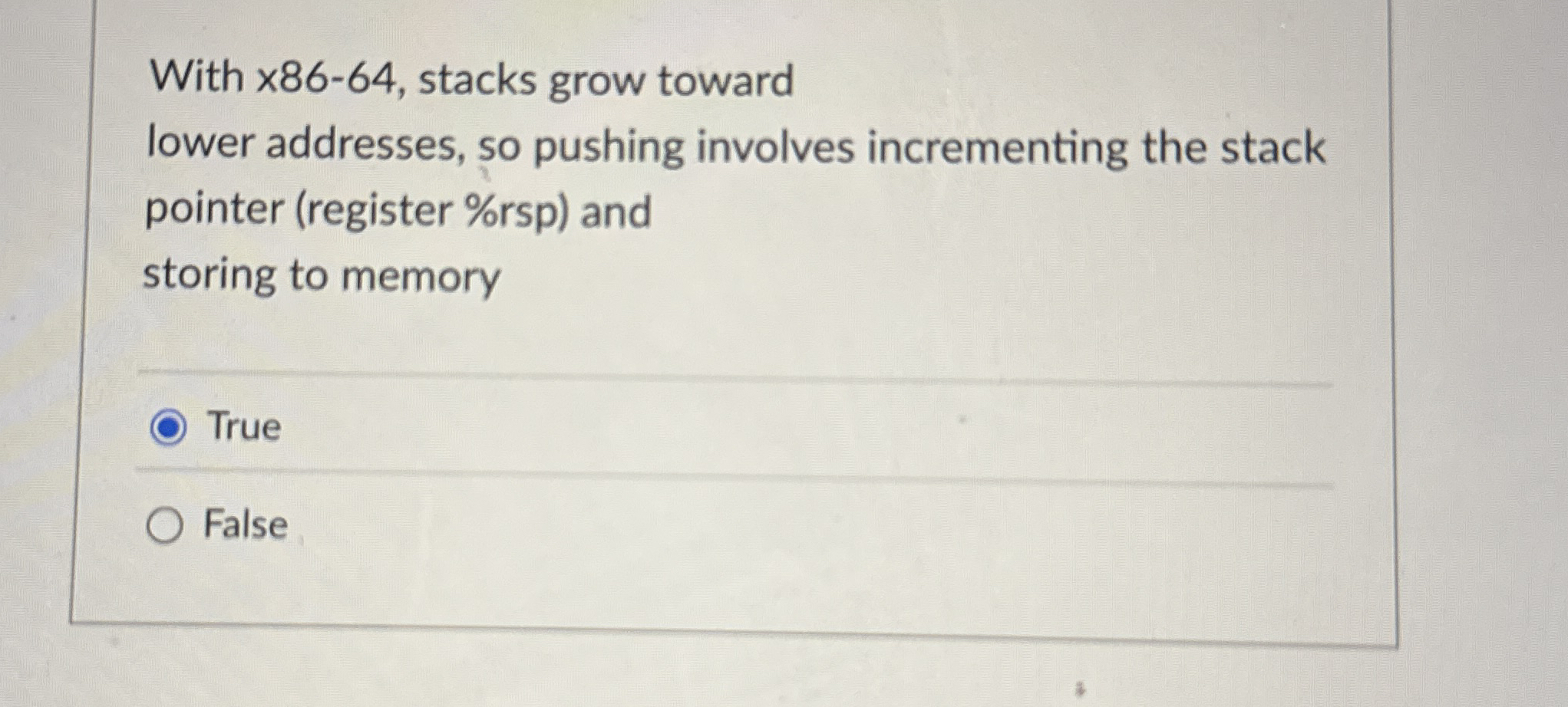 Solved With ×86-64, ﻿stacks grow toward lower addresses, so | Chegg.com