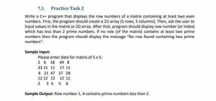 Solved 7.3. Practice Task 2 Write a C++ program that | Chegg.com