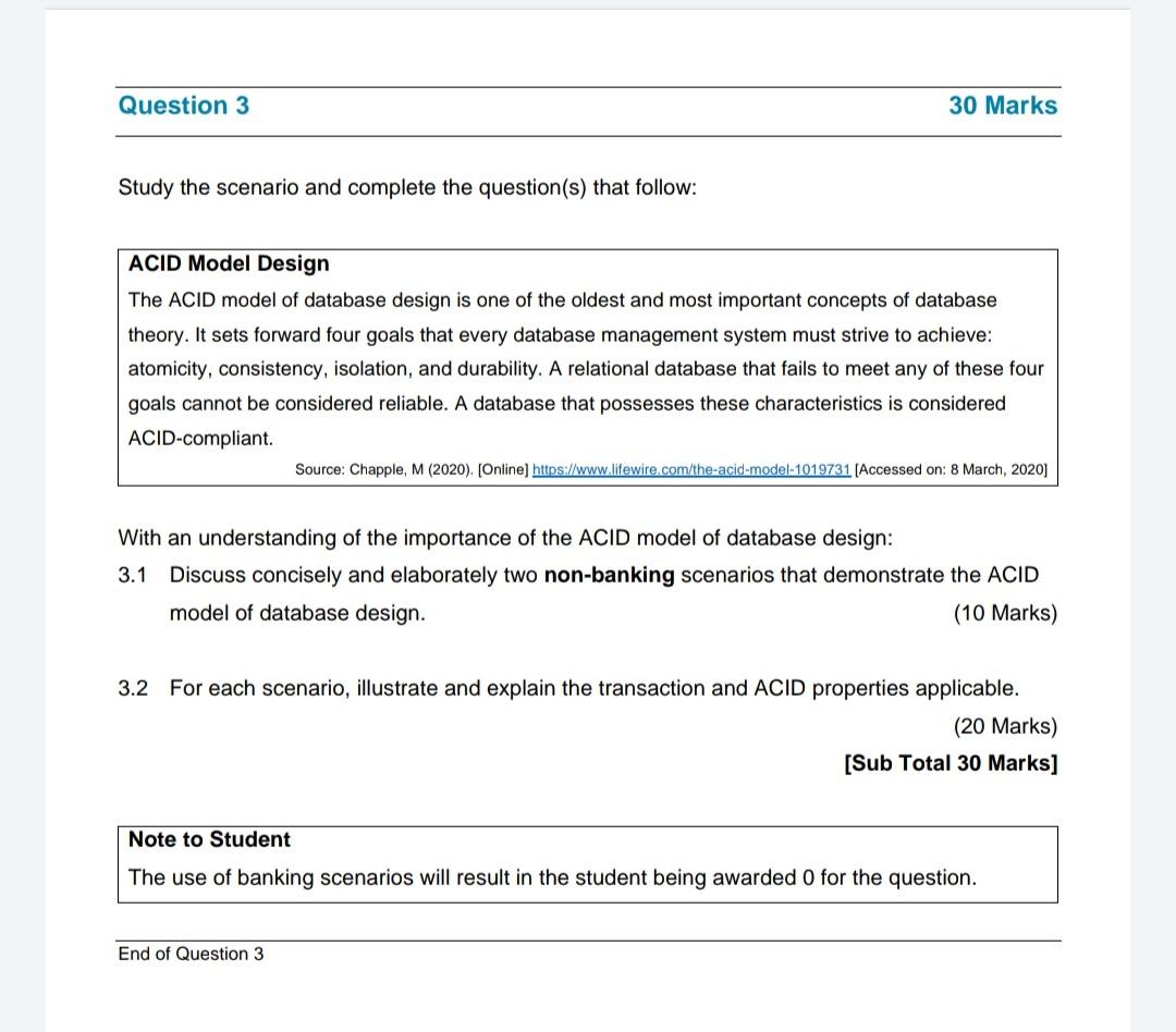 Question 3 30 Marks Study the scenario and complete | Chegg.com