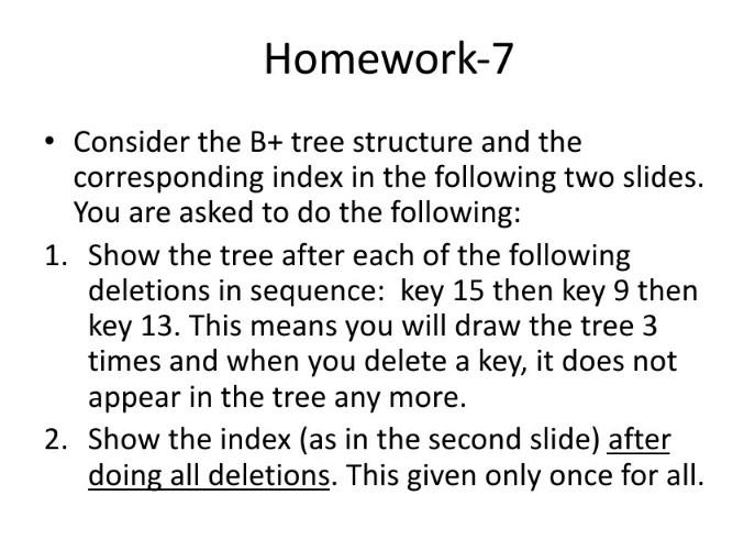 Solved Homework-7 • Consider the B+ tree structure and the | Chegg.com