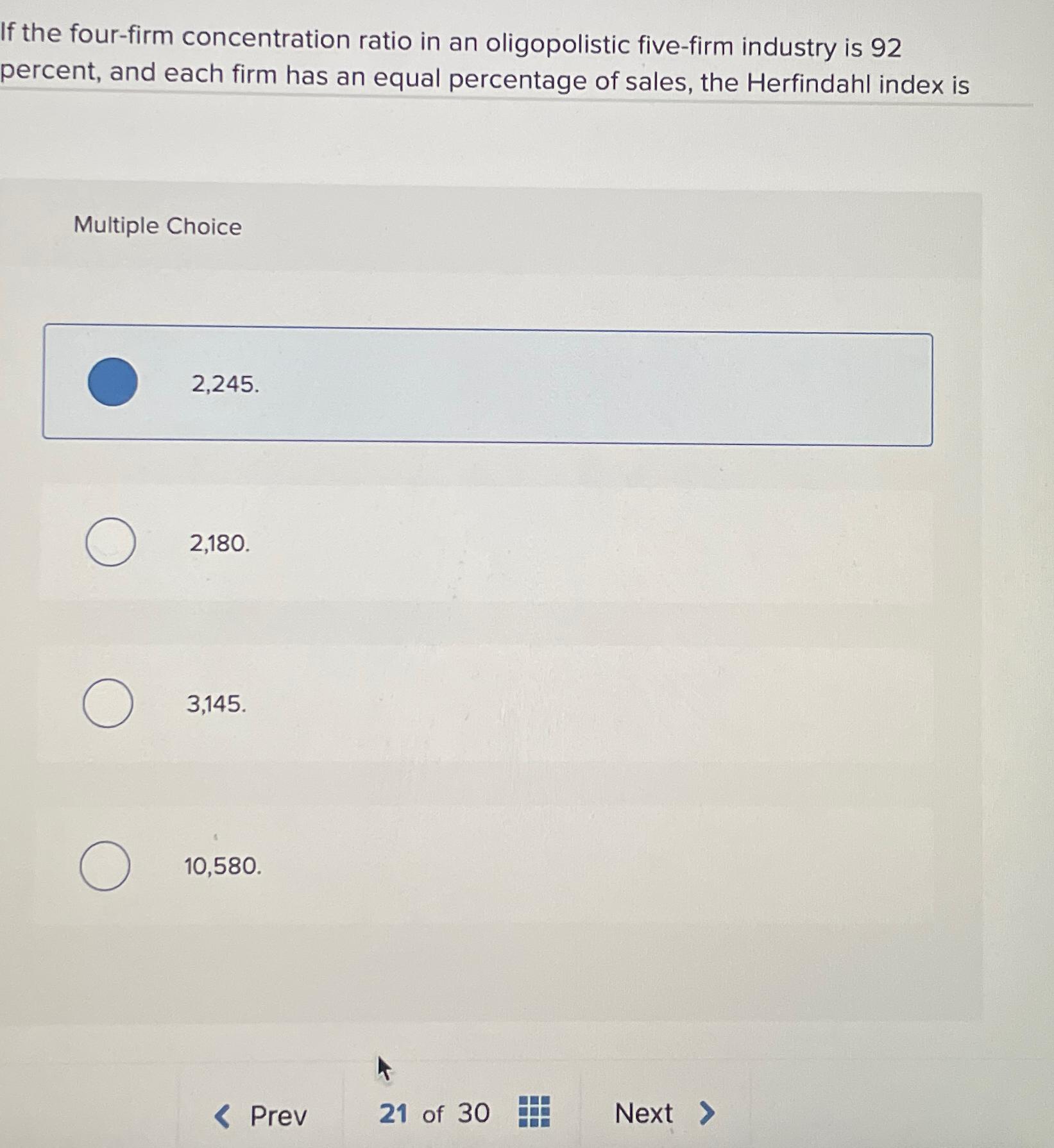Solved If the four-firm concentration ratio in an | Chegg.com