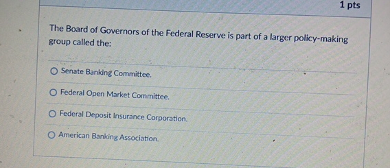 Solved 1 ﻿ptsThe Board Of Governors Of The Federal Reserve | Chegg.com