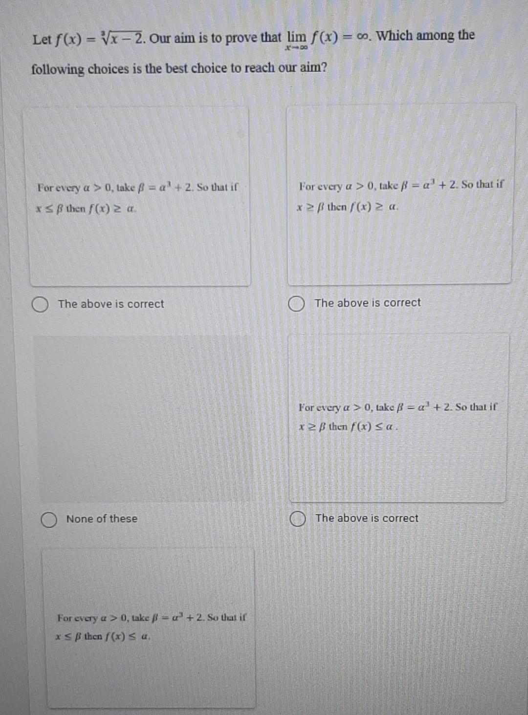 Solved Real Analysis MCQs Please solve all 3 MCQs. No | Chegg.com
