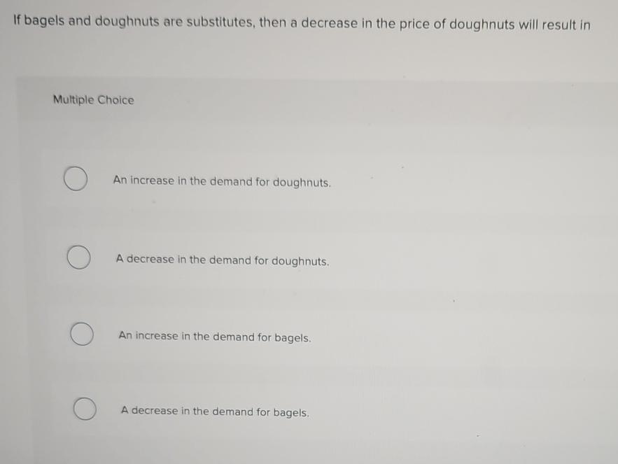 Solved If bagels and doughnuts are substitutes, then a